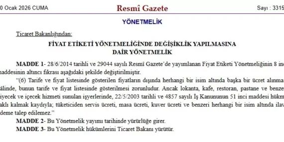 Hesap Öderken Dikkat! Ticaret Bakanlığı Yasakladı: Masaya Oturma Parası ve Kuver Tarih Oldu